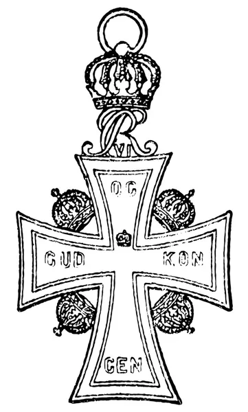 Order of the Dannebrog (Denmark, 1671). Publication of the book "Meyers Konversations-Lexik on", Volume 7, Leipzig, Germany, 1910 — Stock Vector