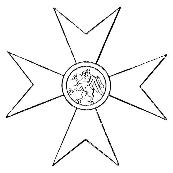 Order of the Griffon (Mecklenburg-Schwer in, Germany, 1884). Publication of the book "Meyers Konversations-Lexik on", Volume 7, Leipzig, Germany, 1910 — Stock Vector