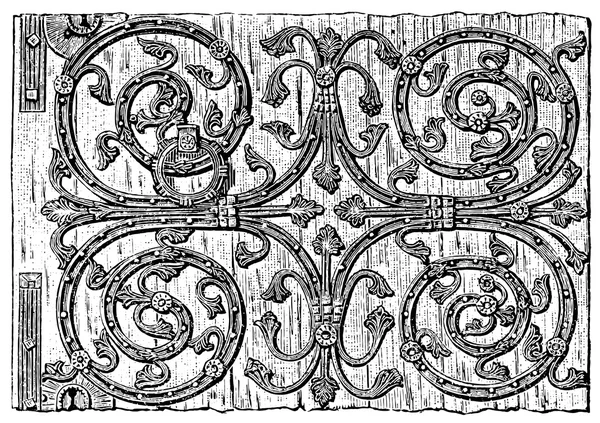 Door Fittings, Liege, 13th century. — Stock Illustration Door Fittings, Liege, 13th century. Stock Vector