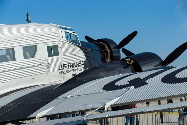 Empennage German passenger aircraft Junkers Ju 52, the airline "Lufthansa" — Stock Photo, Image