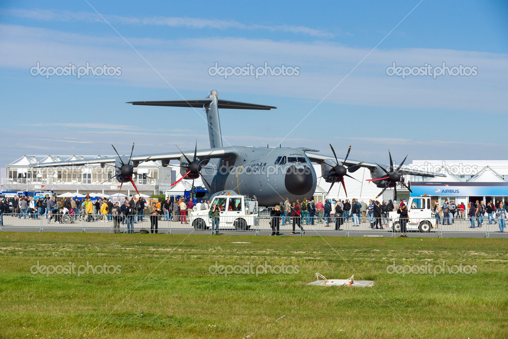 Turboprop military transport aircraft Airbus A400M Atlas Stock