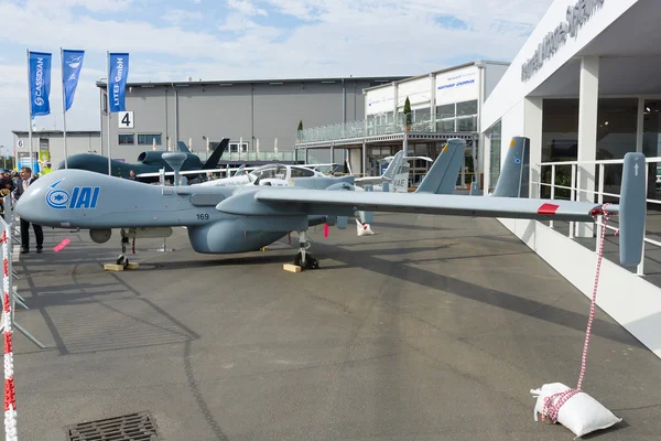 BERLINO - 14 SETTEMBRE: UAV IAI Heron (Machatz-1), Esposizione Internazionale Aerospaziale "ILA Berlin Air Show", 14 settembre 2012 a Berlino, Germania — Foto Stock