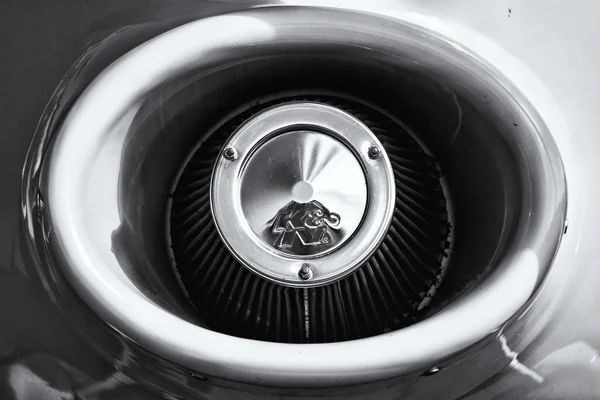 BERLIN - SEPTEMBER 14: Air intake of light sport aircraft Akaflieg Munchen Mu30 Schlacro (black and white), International Aerospace Exhibition "ILA Berlin Air Show" — Stock Photo, Image