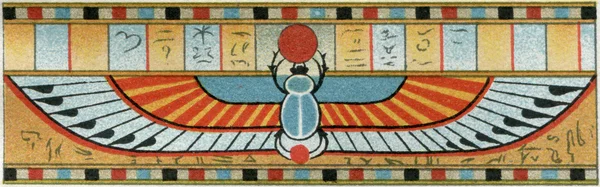 Antika egyptiska prydnad sarkofag. publikationen av boka "meyers konversations-lexikon", volym 7, berlin, Tyskland, 1910 — Stockfoto