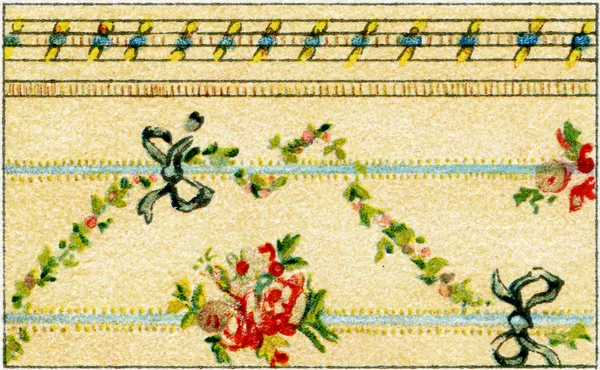 Das Muster auf dem Seidenstoff (18. Jahrhundert). Erscheinen des Buches "meyers konversations-lexikon", Band 7, berlin, deutschland, 1910 — Stockfoto