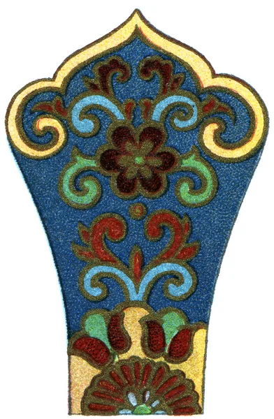 The pattern of Chinese enamel (Cloisonne), (17-18 century). Publication of the book "Meyers Konversations-Lexikon", Volume 7, Berlin, Germany, 1910 — Stock Photo, Image