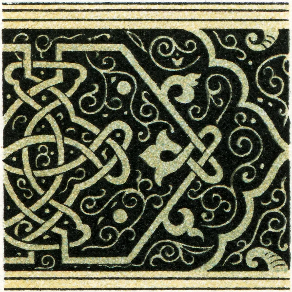 Ornamento persa. O esmalte preto (17-18 século). Publicação do livro "Meyers Konversations-Lexikon", Volume 7, Berlim, Alemanha, 1910 — Fotografia de Stock