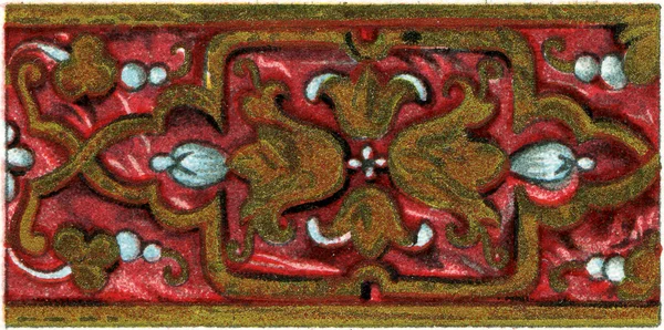 Italian applique work (16th century). Publication of the book "Meyers Konversations-Lexikon", Volume 7, Berlin, Germany, 1910 — Stock Photo, Image