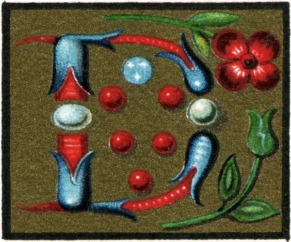 Italienische Initialen (15. Jahrhundert). Erscheinen des Buches "meyers konversations-lexikon", Band 7, berlin, deutschland, 1910 — Stockfoto