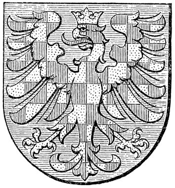 Coat of arms of Moravia, (Austro-Hungarian Monarchy). Publication of the book 