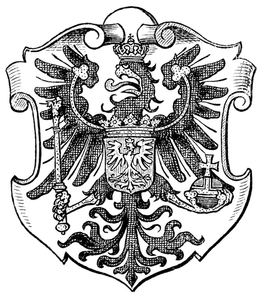 Wappen von Posen (Provinz des Königreichs Preußen). Erscheinen des Buches "meyers konversations-lexikon", Band 7, leipzig, deutschland, 1910 — Stockvektor