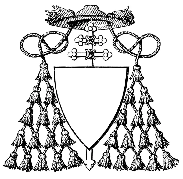 Coat of arms of Cardinal. The Roman Catholic Church. Publication of the book "Meyers Konversations-Lexikon", Volume 7, Leipzig, Germany, 1910 — Stock Vector