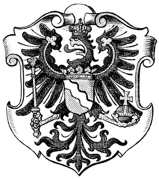 Wappen Rheinland, (Provinz des Königreichs Preußen). Erscheinen des Buches "meyers konversations-lexikon", Band 7, leipzig, deutschland, 1910 — Stockvektor