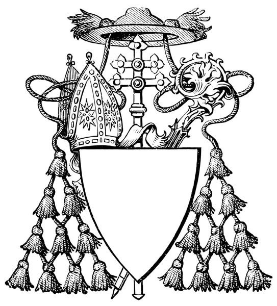 Escudo del Arzobispo. La Iglesia Católica Romana. Publicación del libro "Meyers Konversations-Lexikon", Volumen 7, Leipzig, Alemania, 1910 — Vector de stock
