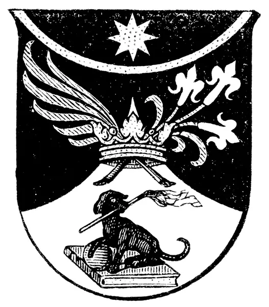 Coat of Arms Dominican Order. The Roman Catholic Church. Publication of the book "Meyers Konversations-Lexikon", Volume 7, Leipzig, Germany, 1910 — Stock vektor