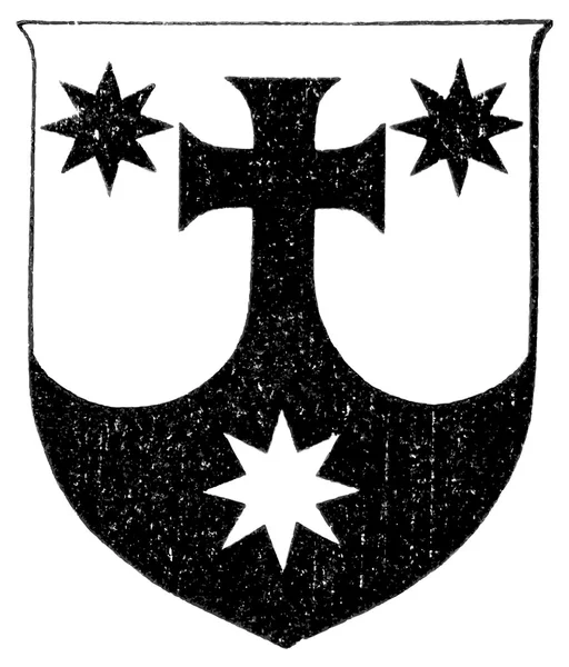 Coat of Arms Order of Discalced Carmelites. The Roman Catholic Church. Publication of the book "Meyers Konversations-Lexikon", Volume 7, Leipzig, Germany, 1910 — 스톡 벡터
