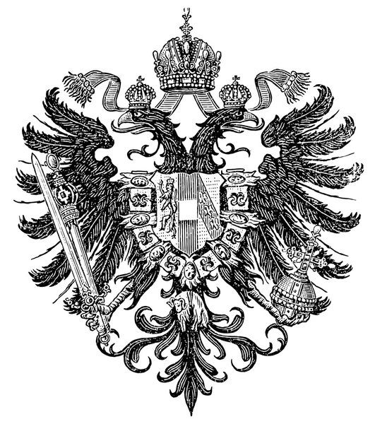 Escudo de armas más pequeño del Imperio de Austria forma el Congreso de Viena 1815-1867 (Monarquía austro-húngara). Publicación del libro "Meyers Konversations-Lexikon ", — Archivo Imágenes Vectoriales