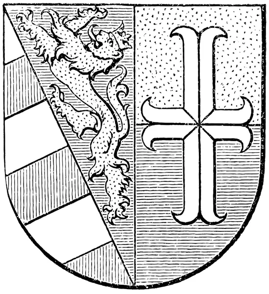 Coat of arms of Gorizia and Gradisca, (Austro-Hungarian Monarchy). Publication of the book "Meyers Konversations-Lexikon", Volume 7, Leipzig, Germany, 1910 — Stock Vector