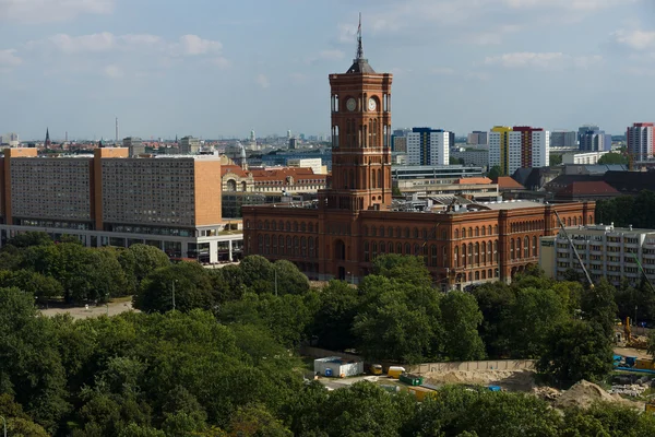 Rotes rathaus (senát Berlína), pohled z ptačí perspektivy — Stock fotografie