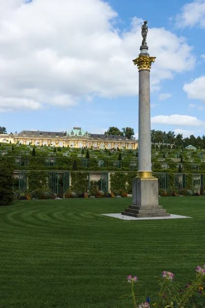 Sanssouci palác a révy vinné terasy. podsdam. Německo — Stock fotografie