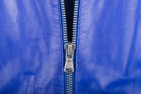 蓝色皮革和拉链 — 图库照片