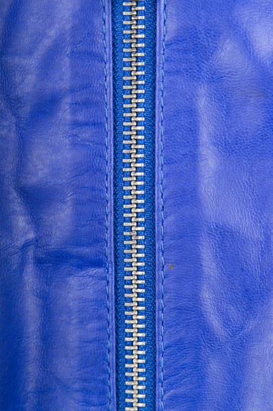 Blue leather and zipper — Stock Photo, Image