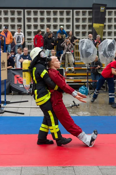 Sixth Firefighter Challeng. Match fire brigades — Stock Photo, Image