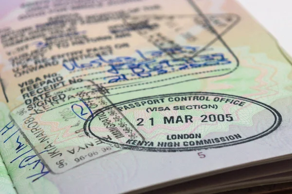 Visto do Quénia no passaporte . — Fotografia de Stock