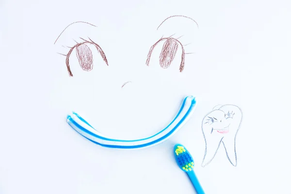 Χειροποίητη αφηρημένη ρύγχος, οδοντόκρεμα και οδοντόβουρτσα — Φωτογραφία Αρχείου