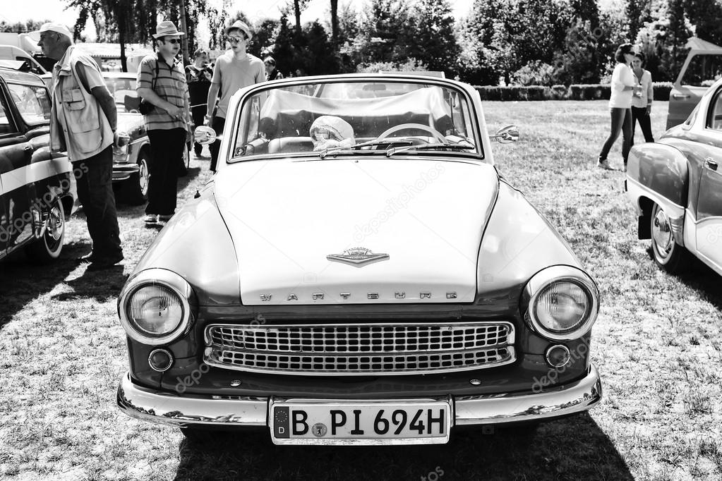 The East German car Wartburg 311-2 Cabriolet, (black and white) – Stock