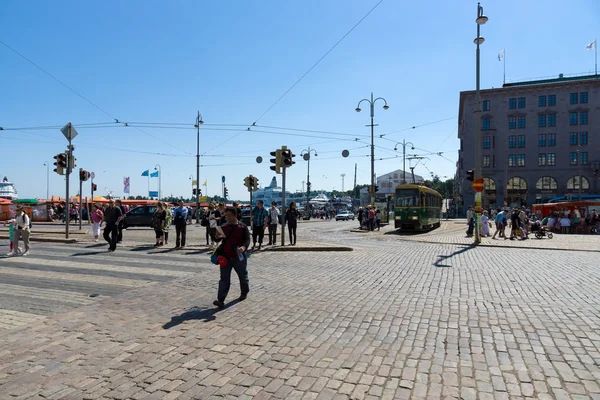 The Market Square is a central square in Helsinki. Finland — Stock Photo, Image