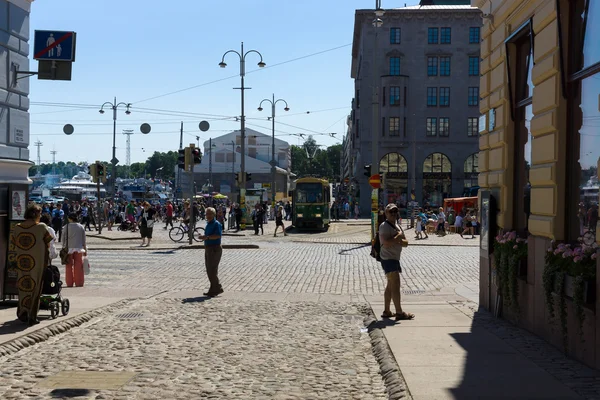 Tržiště je hlavní náměstí v Helsinkách. Finsko — Stock fotografie