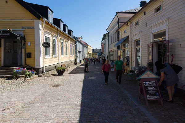 Ulica handlowa Starego miasta. Porvoo. Finlandia — Zdjęcie stockowe