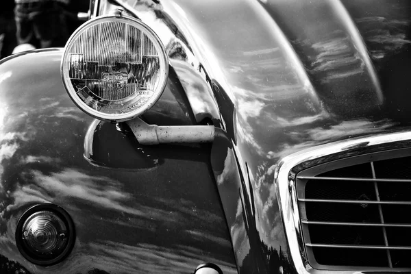 Detail of Economy car Citroen 2CV6 (black and white) — Stock Photo, Image