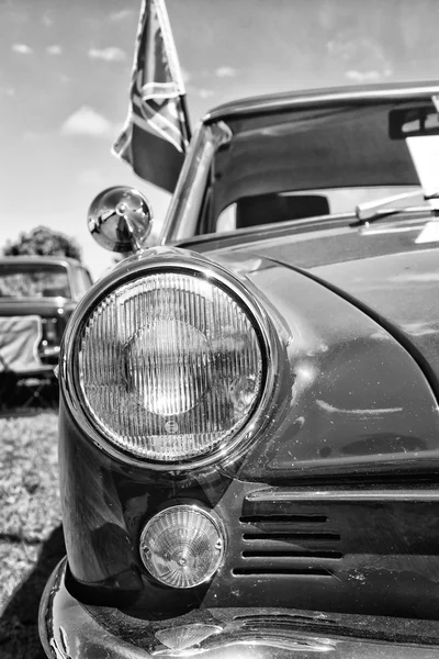 PAAREN IM GLIEN, GERMANY - MAY 19: Headlamp sports coupe NSU Sport-Prinz, black and white, The oldtimer show in MAFZ, May 19, 2013 in Paaren im Glien, Germany — Stock Photo, Image