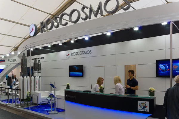 ILA Berlin Air Show 2012. Stand Russian Federal Space Agency. Roscosmos. — Stock Photo, Image