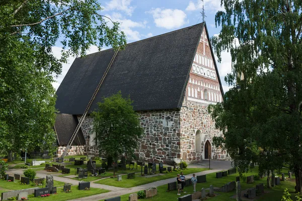 Old medieval stone church of St. Mary in Hollola — Stock Photo, Image