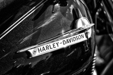 Emblem motorcycle Harley-Davidson, black and white clipart