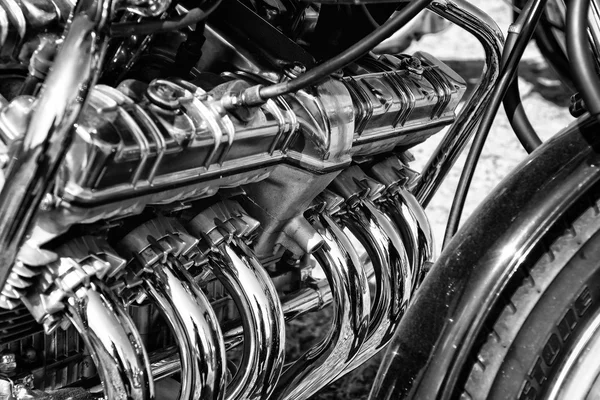 Двигатель Superbike Honda CBX, черно-белый — стоковое фото
