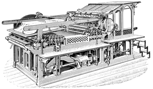 Druckerpresse. Chromotypograph. — Stockvektor