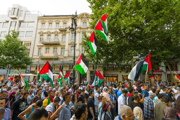 Maart van solidariteit met het Palestijnse volk. conflict in het Midden-Oosten tussen Israël en Palestina. — Stockfoto