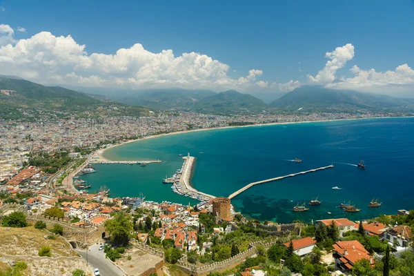 Sea port of Alanya. View from the bird's-eye view. — Stock Photo, Image