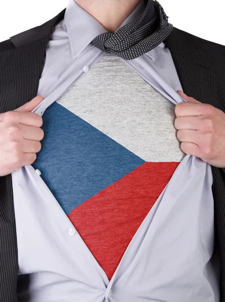 Homme d'affaires avec t-shirt drapeau tchèque — Photo
