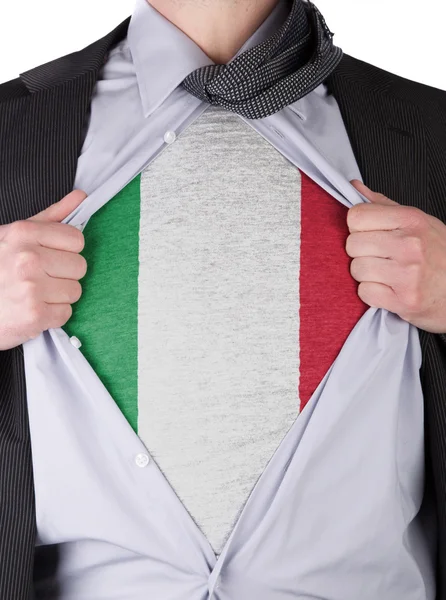 Iş adamı ile İtalyan bayrağı t-shirt — Stok fotoğraf