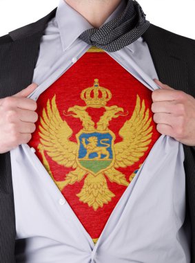 iş adamı ile Karadağ bayrağı t-shirt