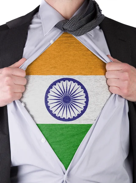 Homme d'affaires avec t-shirt drapeau indien — Photo