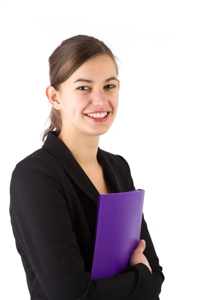 Jonge aantrekkelijke zakelijke vrouw die lacht — Stockfoto