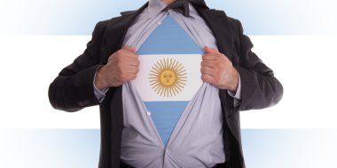 Business man with Argentinian flag t-shirt clipart