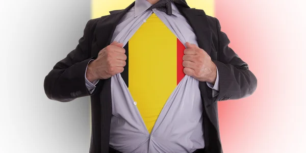 Business man with Belgian flag t-shirt — Stock Photo, Image