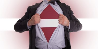 Business man with Latvian flag t-shirt clipart